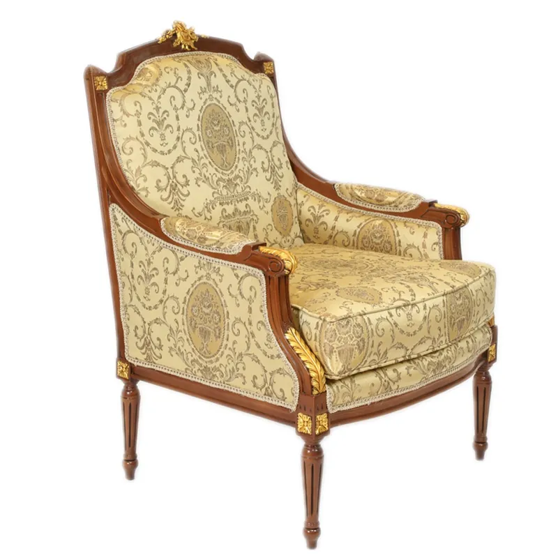 Letzte Chance Casa Padrino Barock Lounge Thron Sessel Empire Gold Muster / Mahagoni Braun / Gold - Ohren Sessel - Ohrensessel Tron Stuhl