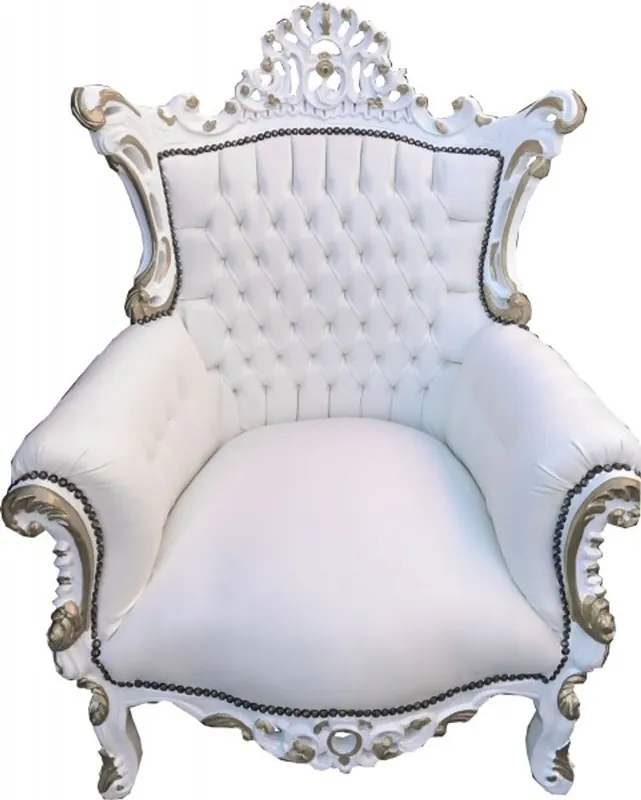 Top-Angebot Casa Padrino Barock Sessel Al Capone Weiß / Weiß mit Goldbemalung - Möbel Antik Stil