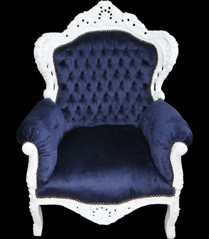 Finale Aktion Casa Padrino Barock Sessel "King" Royalblau/Weiss