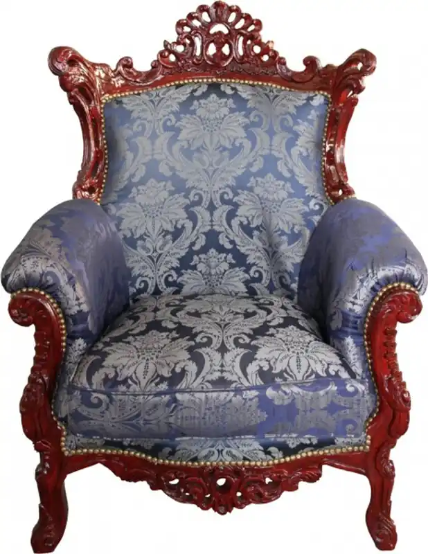 Zertifiziert Casa Padrino Barock Sessel Al Capone Mod2 Royalblau Muster / Braun Rot Möbel Antik Stil - Limited Edition