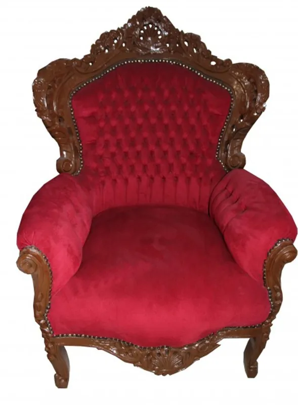 Mengenrabatt Casa Padrino Barock Sessel "King" Bordeaux / Braun Lackiert