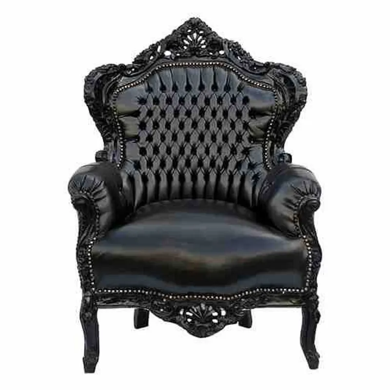 Gleich Bestellen Casa Padrino Barock Sessel "King" Schwarz/Schwarz Lederoptik
