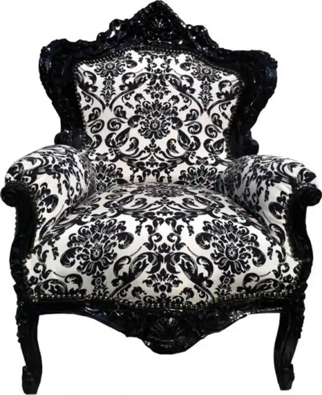 Heißes Angebot Casa Padrino Barock Sessel "King" Black/White Flowers