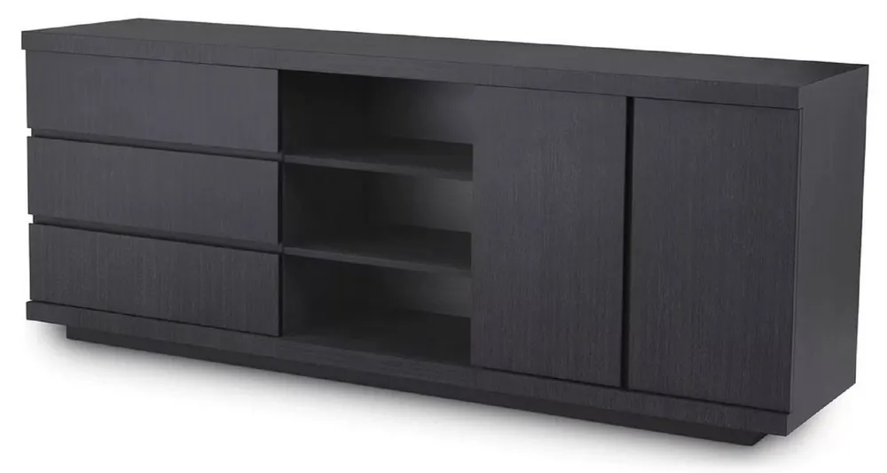 Casa Padrino Luxus Sideboard Schwarzgrau 220 x 52,5 x H. 85,5 cm - Massivholz Schrank mit 3 Schubladen & 2 Türen - Wohnzimmer & Hotel Möbel - Luxus Qualität Neue Kollektion