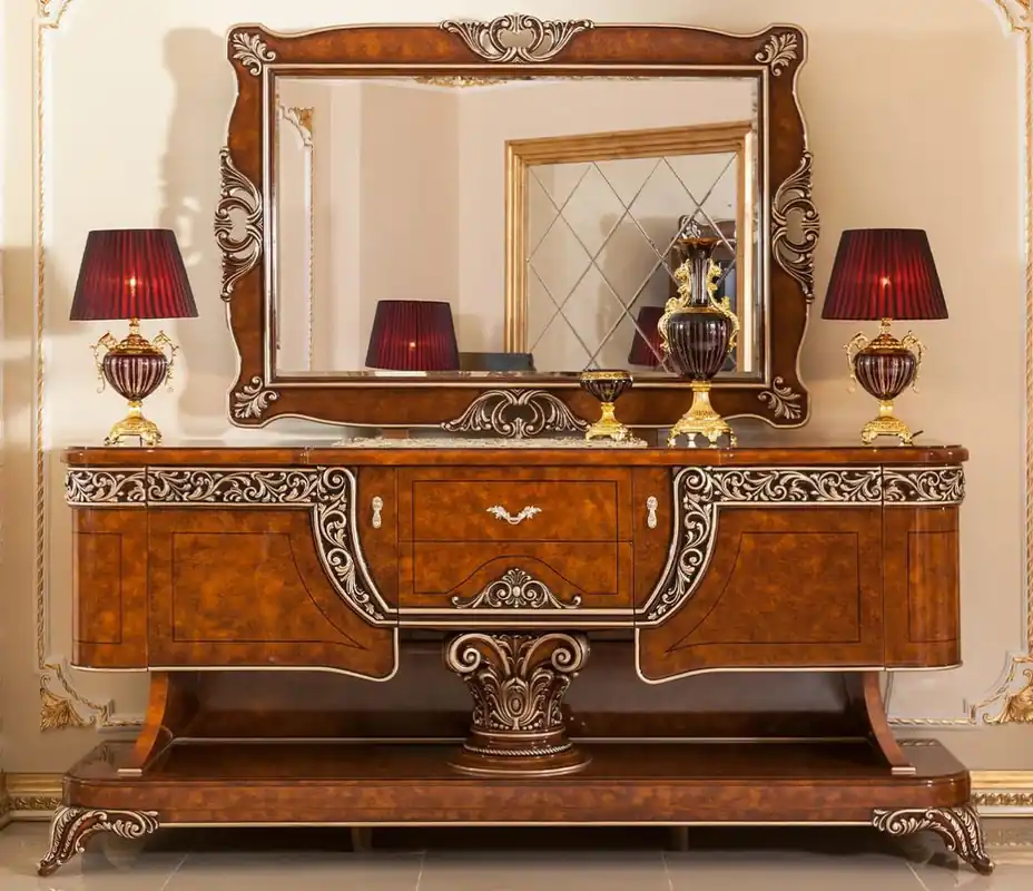 Kostenloser Versand Casa Padrino Luxus Barock Möbel Set Braun / Bronzefarben - 1 Barock Sideboard & 1 Barock Wandspiegel - Handgefertigte Barock Möbel - Edel & Prunkvoll