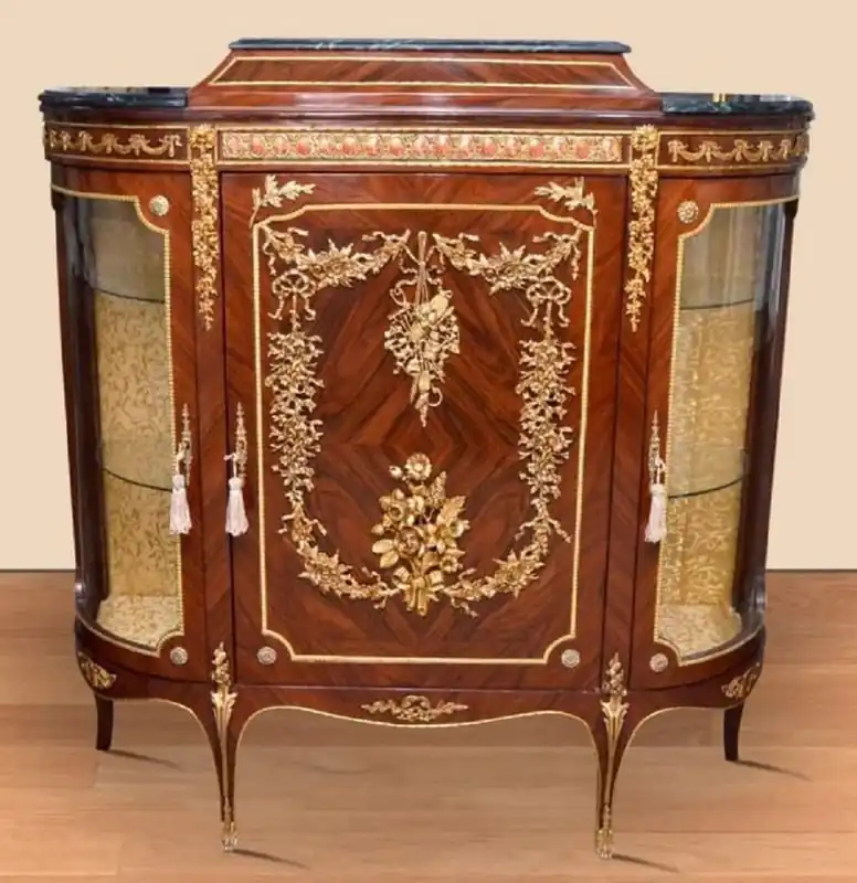 Casa Padrino Barock Sideboard Braun / Gold / Schwarz - Handgefertigter Massivholz Schrank mit 3 Türen und Marmorplatten - Barock Wohnzimmer Möbel Neu Im Sortiment