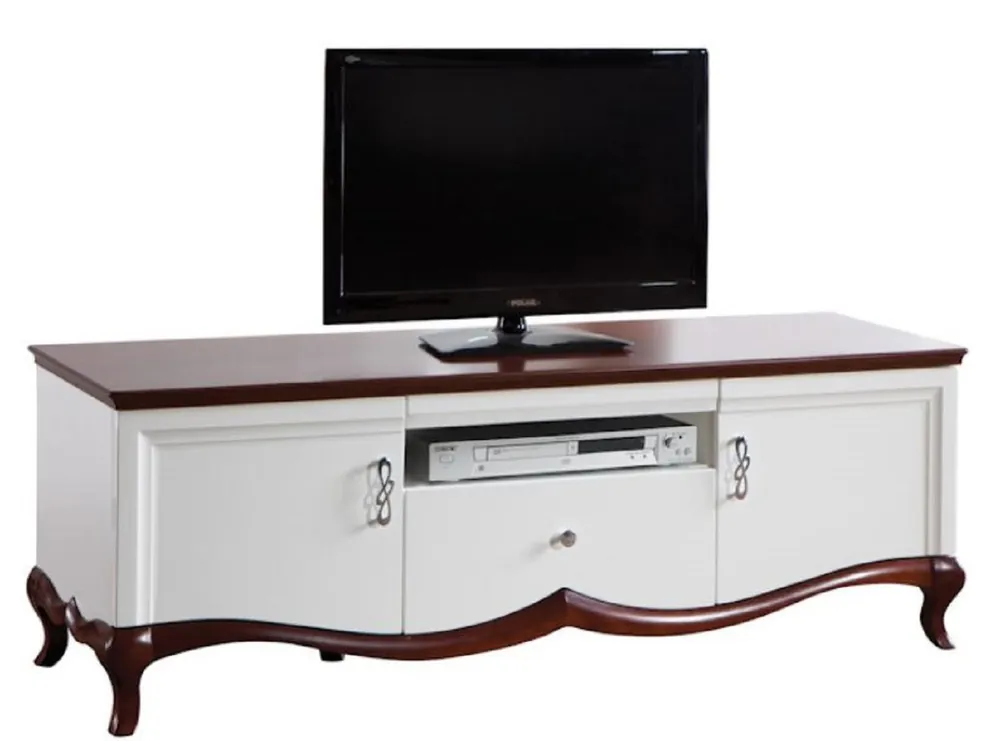 Schnäppchen Casa Padrino Luxus Art Deco Sideboard mit 2 Türen und Schublade Weiß / Dunkelbraun 164,2 x 46,5 x H. 55,7 cm - Fernsehschrank - Wohnzimmermöbel