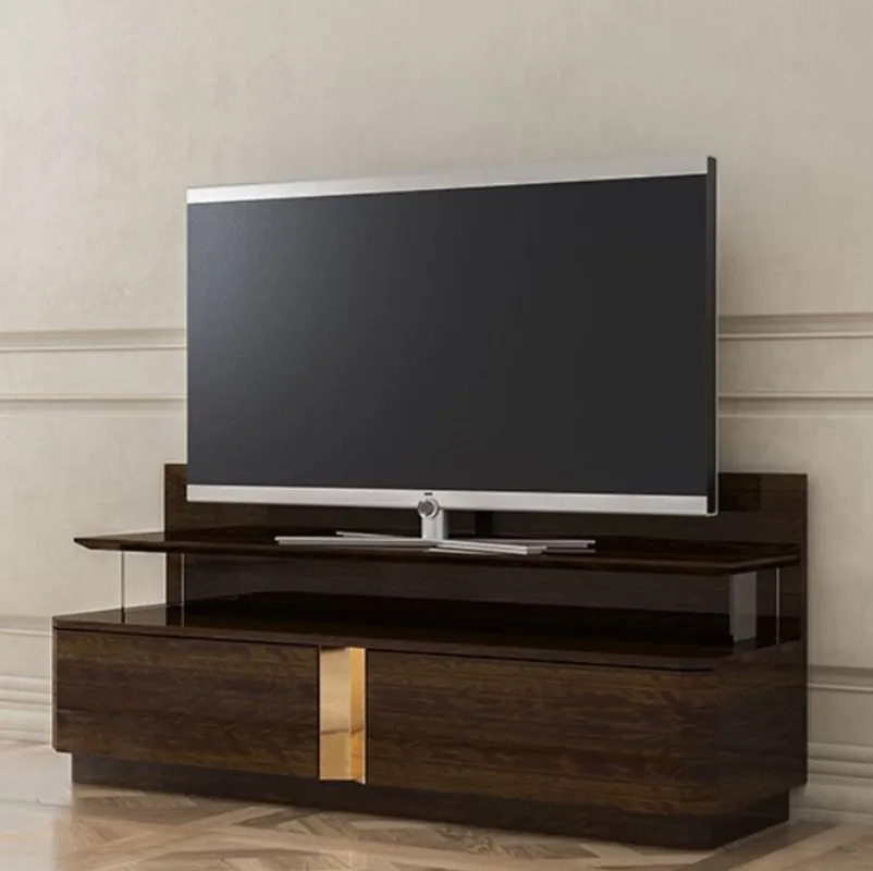 Neuheit Casa Padrino Luxus Wohnzimmer TV Schrank mit 2 Schubladen Braun / Gold 150 x 50 x H. 67 cm - Edle Wohnzimmer Möbel - Luxus Qualität