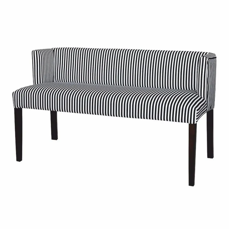 Schneller Versand Casa Padrino Sitzbank mit Streifen Weiß / Schwarz 125 cm - Esszimmer Möbel