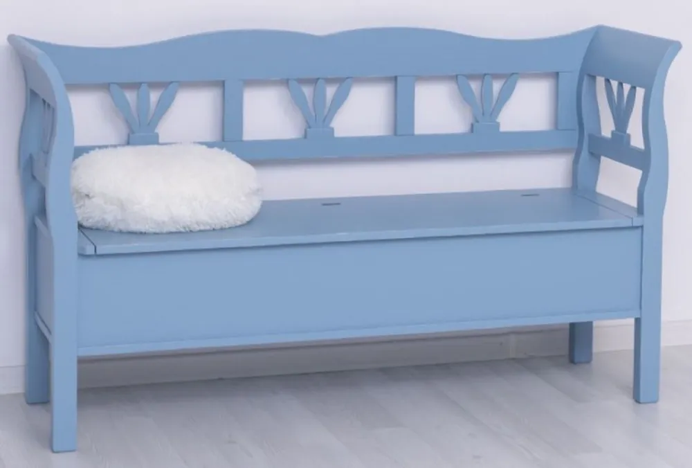 Casa Padrino Landhausstil Sitzbank Antik Hellblau 163 x 48 x H. 92 cm - Massivholz Bank mit Stauraum - Massivholz Möbel - Landhausstil Möbel - Landhausstil Einrichtung Kracherpreis