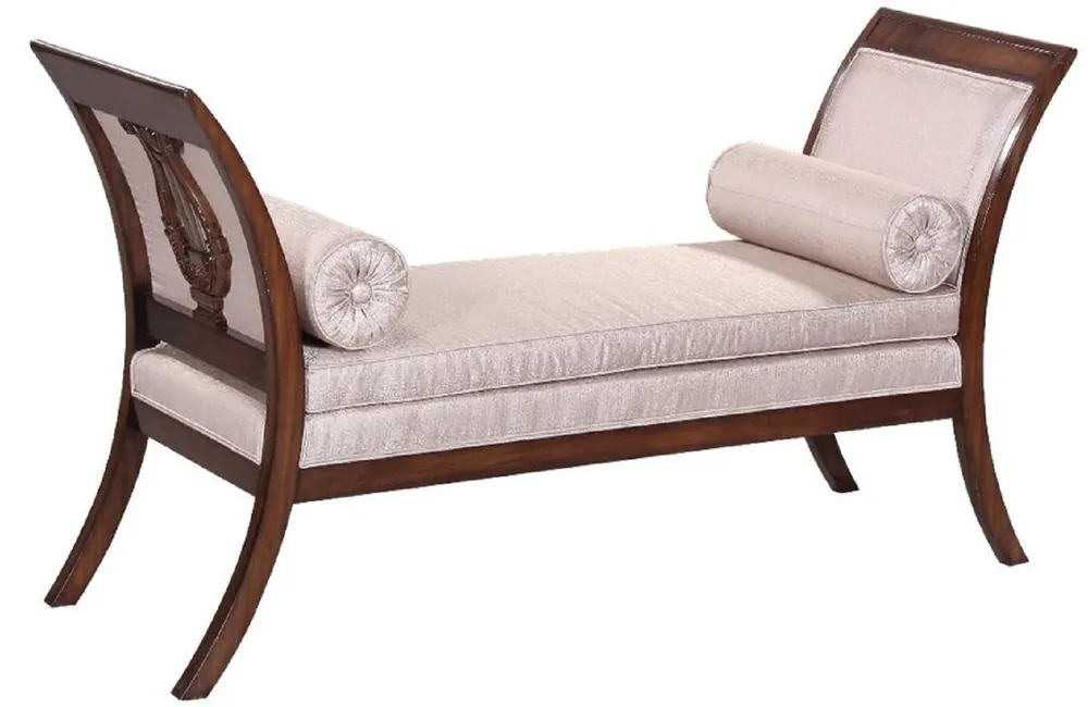 Ab Werk Casa Padrino Luxus Art Deco Sitzbank Silber / Dunkelbraun - Handgefertigte Massivholz Bank - Art Deco Wohnzimmer Möbel
