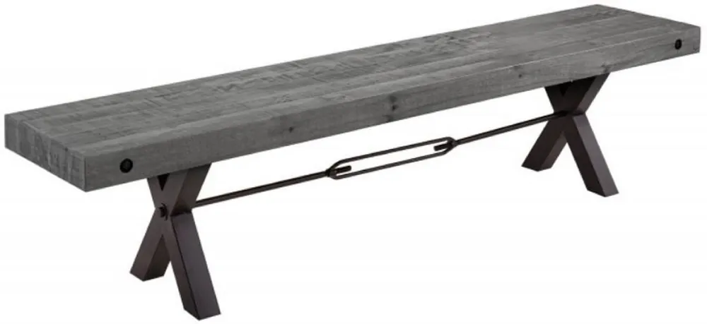 Kostenloser Rückversand Casa Padrino Industrial Design Sitzbank Grau / Schwarz 170 x 40 x H. 45 cm - Massivholz Bank mit pulverbeschichteten Metall Gestell - Industrial Design Möbel