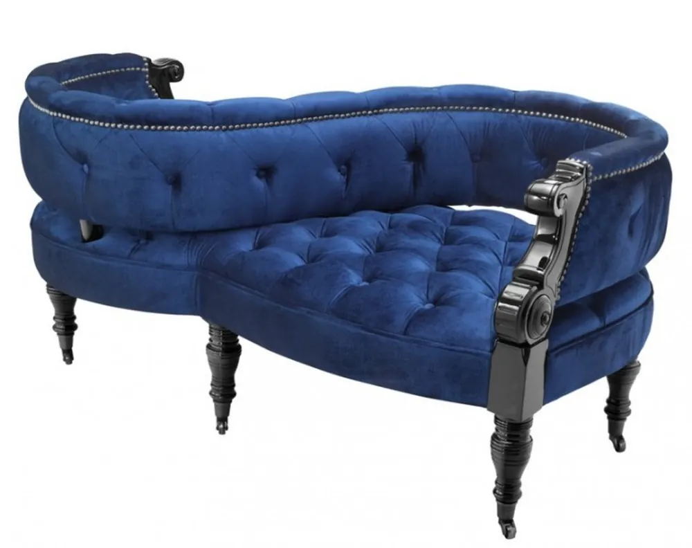 Schnäppchen Casa Padrino Luxus Barock Doppel Sitzbank Royalblau / Schwarz Klavierlack - Doppelsofa - Luxury Collection