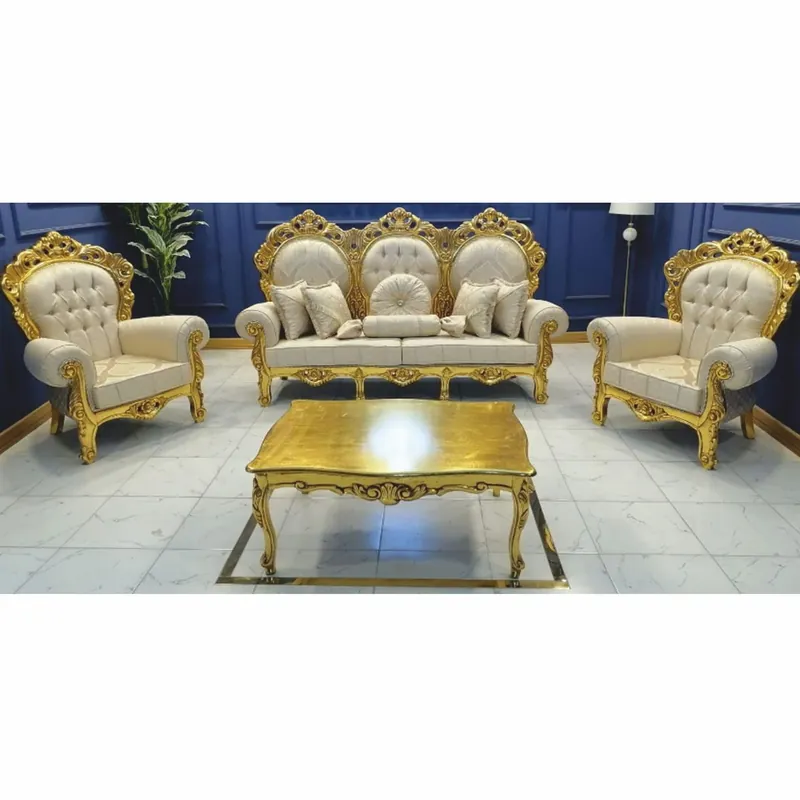 Casa Padrino Barock Wohnzimmer Set Creme / Gold - Barock Möbel Kracherpreis