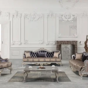 Ab Werk Casa Padrino Luxus Barock Wohnzimmer Set Lila / Beige / Silber / Gold - 2 Sofas & 2 Sessel & 1 Couchtisch - Wohnzimmer Möbel im Barockstil - Edel & Prunkvoll