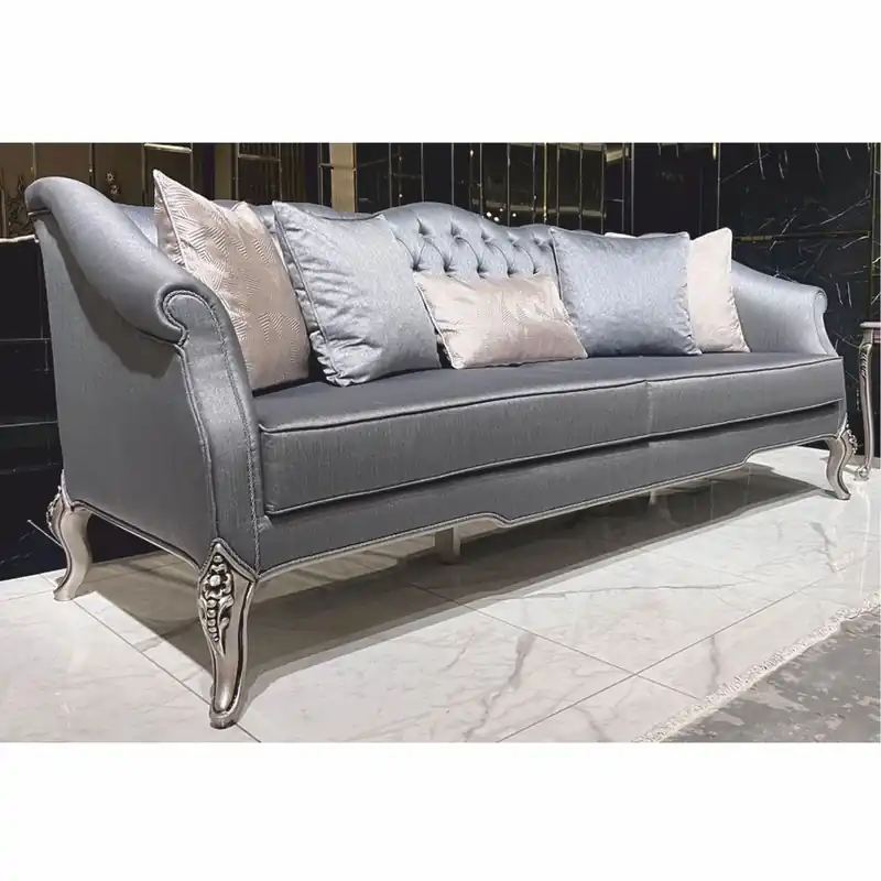 Neue Kollektion Casa Padrino Luxus Barock Sofa Hellblau / Silber 225 cm - Barockstil Wohnzimmer Möbel