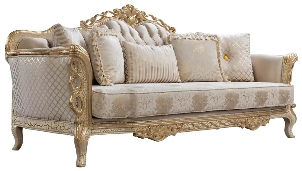 Rabatt Casa Padrino Luxus Barock Wohnzimmer Sofa Weiß / Antik Gold 230 cm - Barock Wohnzimmer Möbel