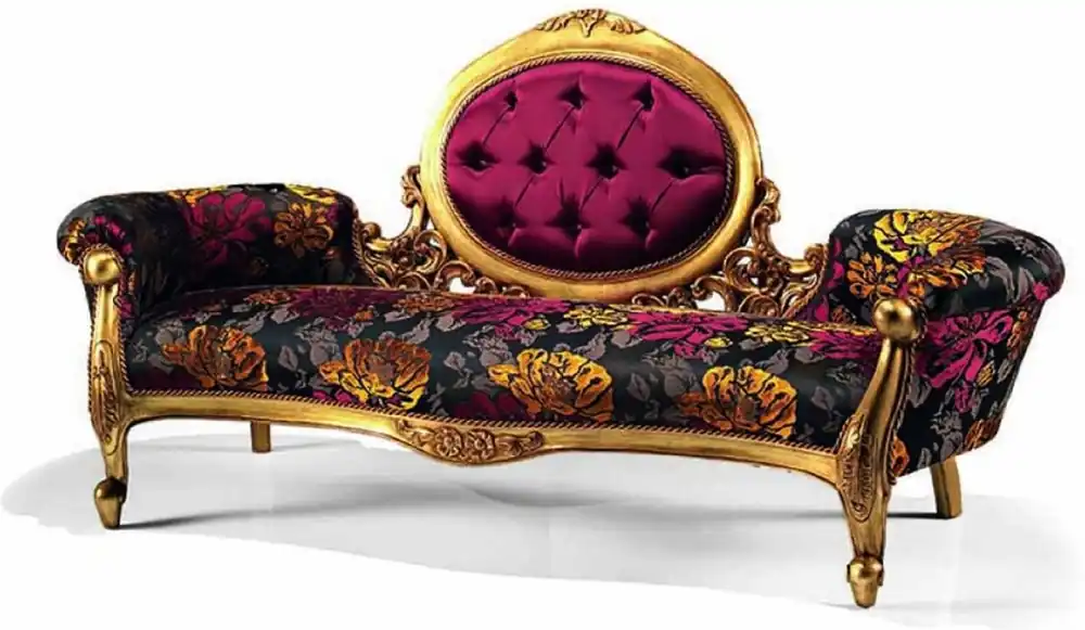 Casa Padrino Luxus Barock Sofa Schwarz / Lila / Gold 205 cm - Made in Italy Highlight