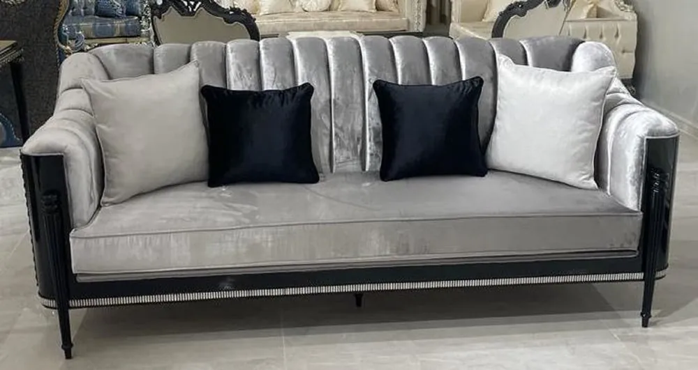 Solange Der Vorrat Reicht Casa Padrino Luxus Barock Wohnzimmer Sofa Grau / Schwarz - Handgefertigtes Barockstil Sofa - Luxus Wohnzimmer Möbel im Barockstil - Barock Möbel - Edel & Prunkvoll