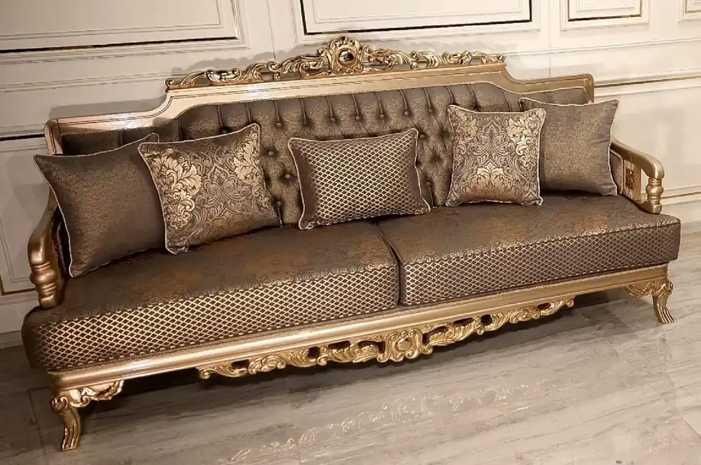 Schnäppchen Casa Padrino Luxus Barock Wohnzimmer Sofa Grau / Gold - Handgefertigtes Barockstil Sofa - Luxus Wohnzimmer Möbel im Barockstil - Barock Möbel - Edel & Prunkvoll