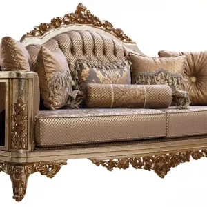 Ab Werk Casa Padrino Luxus Barock Sofa Kupfer / Antik Silber / Gold - Barockstil Wohnzimmer Sofa mit elegantem Muster - Luxus Wohnzimmer Möbel im Barockstil - Barock Einrichtung - Barock Möbel