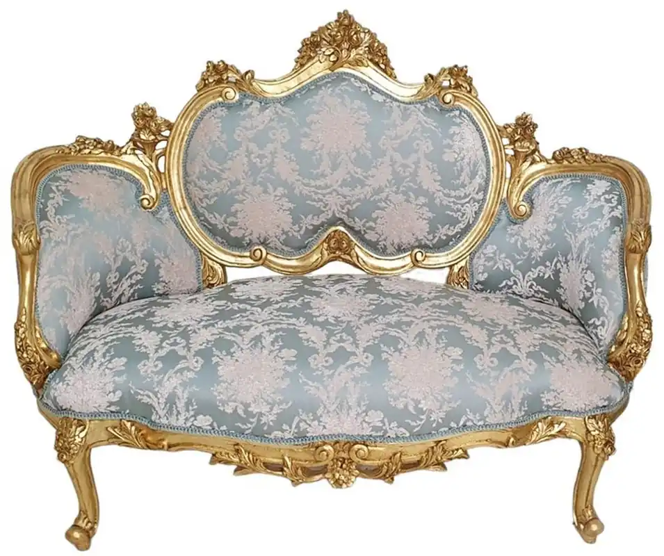 Schneller Versand Casa Padrino Barock Sofa Türkis / Rosa / Gold - Handgefertigtes Wohnzimmer Sofa im Barockstil - Wohnzimmer Möbel im Barockstil - Antik Stil Möbel - Prunkvolle Barock Möbel - Barock Einrichtung
