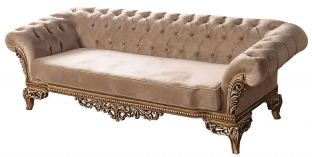 Casa Padrino Luxus Barock Chesterfield Sofa Braun - Prunkvolles Wohnzimmer Sofa im Barockstil - Barock Wohnzimmer Möbel - Edel & Prunkvoll Gleich Bestellen
