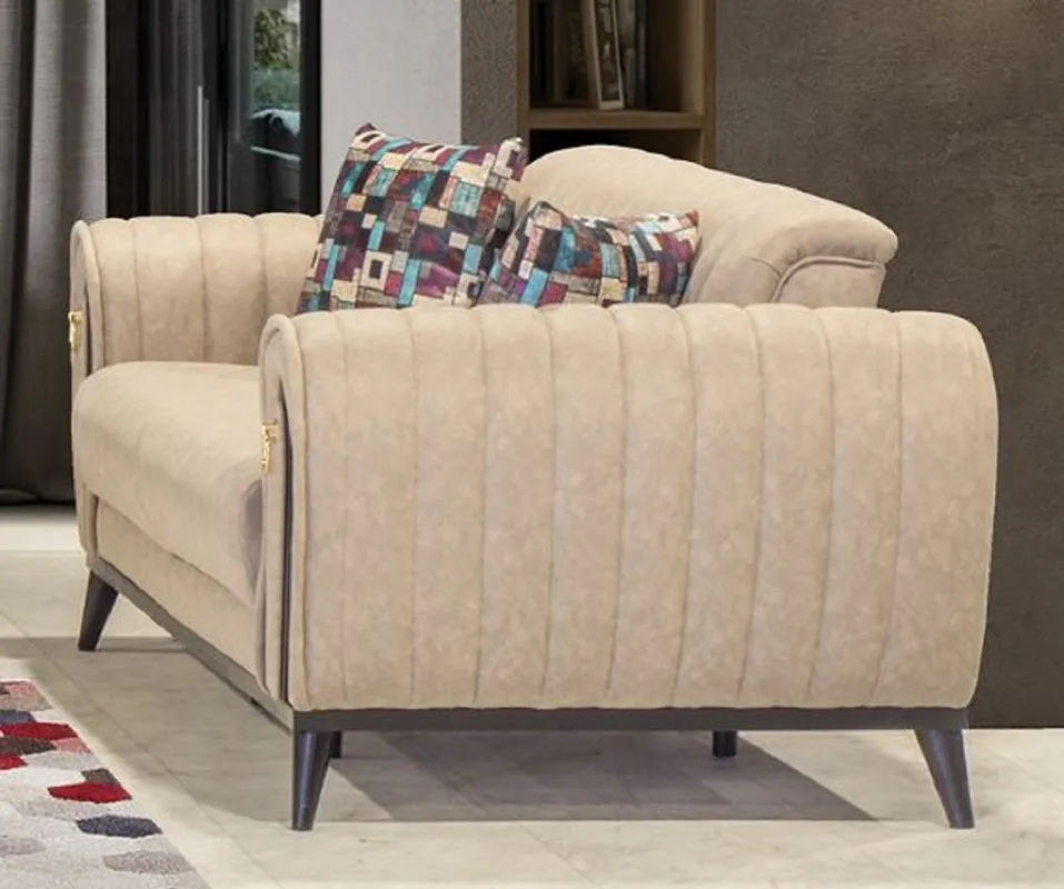 Nur Für Kurze Zeit Casa Padrino Luxus Schlafsofa Beige / Schwarz / Gold 222 x 90 x H. 80 cm - Modernes Wohnzimmer Sofa - Luxus Wohnzimmer Möbel