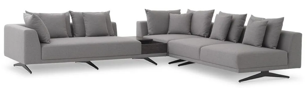 Casa Padrino Luxus Ecksofa Grau / Schwarz 340 x 292 x H. 64 cm - Edles Wohnzimmer Sofa mit Kissen - Luxus Möbel - Luxus Qualität Online Kaufen
