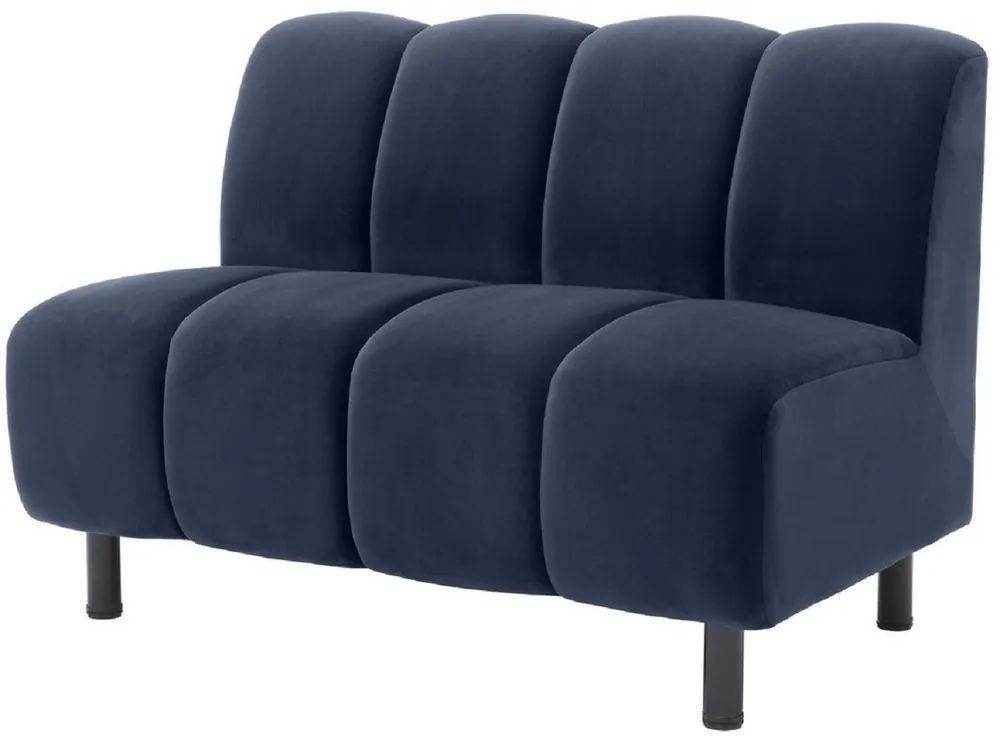 Finale Aktion Casa Padrino Luxus Couch Mitternachtsblau / Schwarz 121 x 75 x H. 87 cm - Wohnzimmer Sofa mit edlem Samtstoff - Luxus Möbel