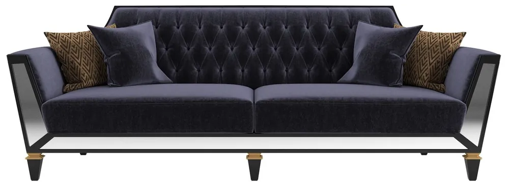 Casa Padrino Luxus Barock Wohnzimmer Sofa Lila / Schwarz / Gold 260 x 95 x H. 93 cm - Prunkvolle Wohnzimmer Möbel im Barockstil Ausverkauf