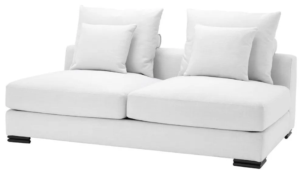 Handgefertigt Casa Padrino Luxus Sofa Weiß / Schwarz 182 x 108 x H. 90 cm - Erweiterbares Wohnzimmer Sofa mit Kissen - Luxus Möbel