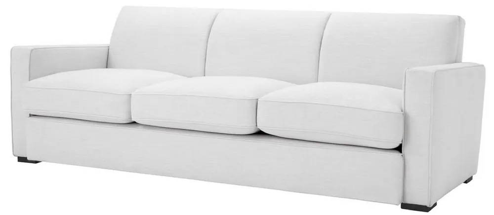 Casa Padrino Luxus Wohnzimmer Sofa Weiß / Schwarz 229 x 94 x H. 82 cm - Luxus Wohnzimmer Möbel Abverkauf