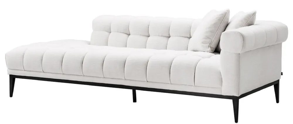 Angebot Casa Padrino Luxus Lounge Sofa Weiß / Schwarz 223 x 98 x H. 69 cm - Rechtsseitiges Wohnzimmer Sofa mit 2 Kissen - Luxus Qualität