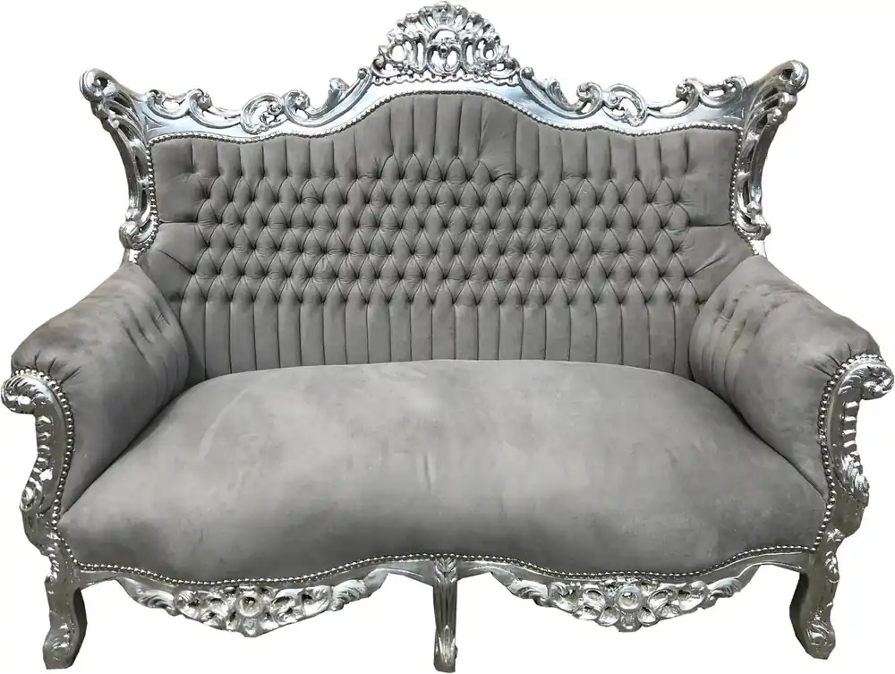 Casa Padrino Barock 2-er Sofa Master Grau / Silber- Antik Stil Möbel Direkt Vom Hersteller