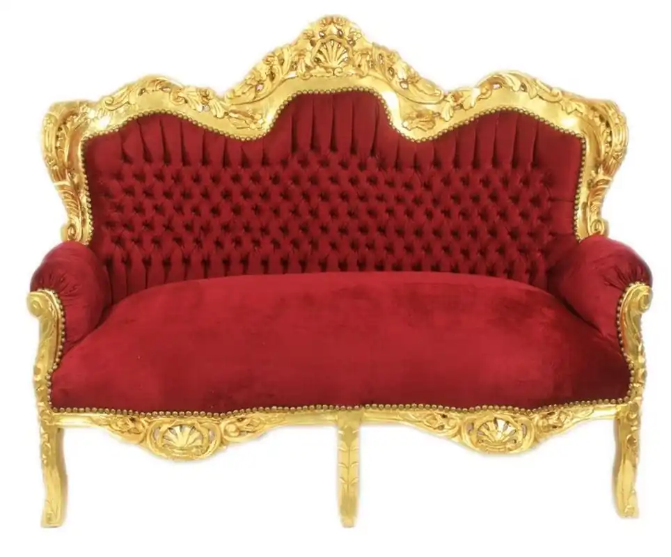 Casa Padrino Barock 2er Sofa Master Bordeaux/ Gold - Möbel Mega-Angebot