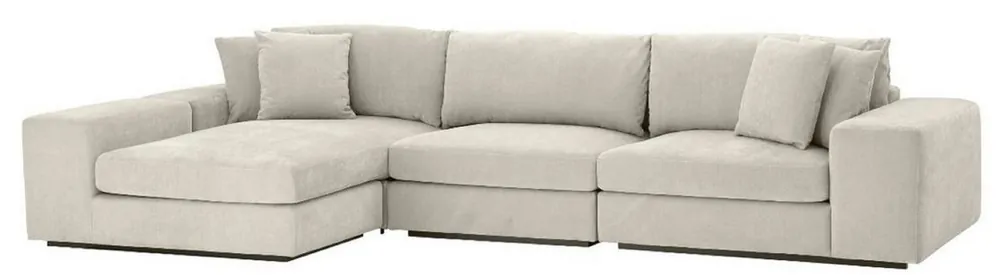 Casa Padrino Luxus Ecksofa Sandfarben / Schwarz 380 x 200 x H. 90 cm - Wohnzimmer Sofa mit Kissen - Luxus Qualität Meistverkauft