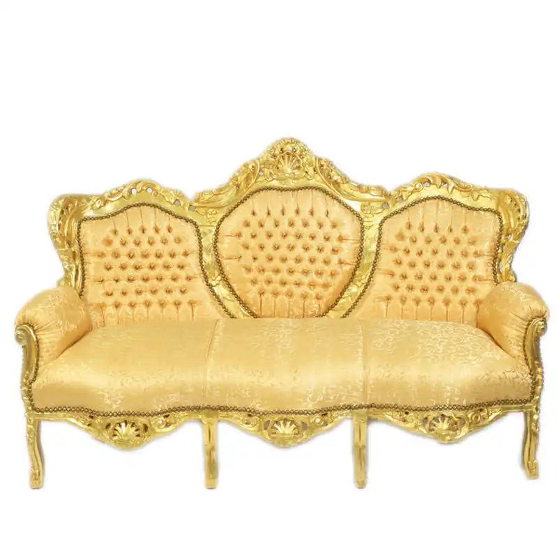 Zertifiziert Casa Padrino Barock 3-er Sofa"King" Gold Muster / Gold - Möbel Barock