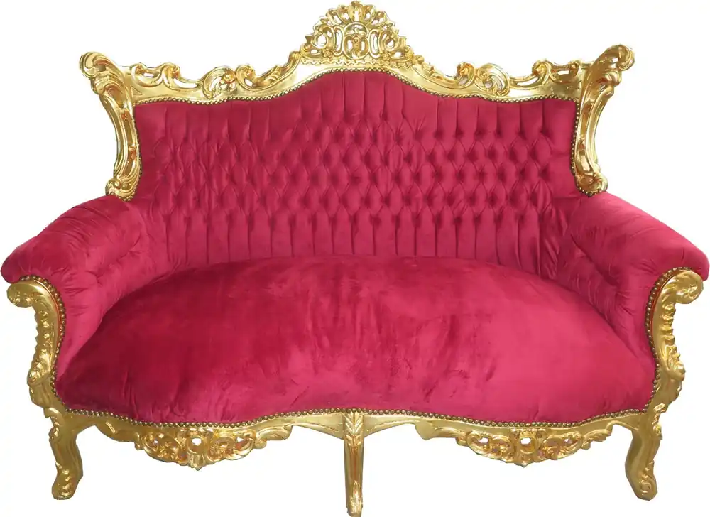 Casa Padrino Barock 2er Sofa Master Bordeaux Rot / Gold - Wohnzimmer Möbel Loung Couch Direkt Vom Hersteller