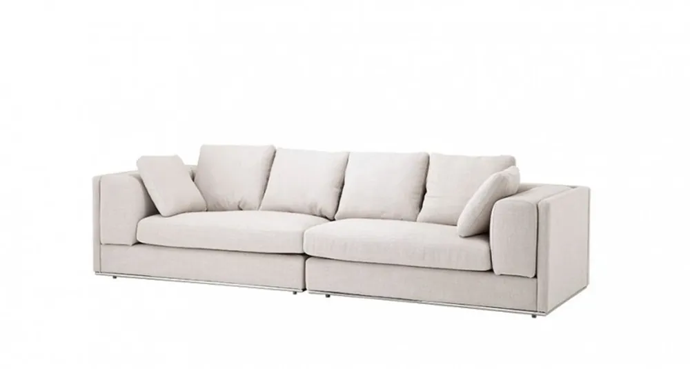 Letzte Chance Casa Padrino Luxus Sofa Panama Natural mit poliertem Stahl Sockel - Luxus Möbel