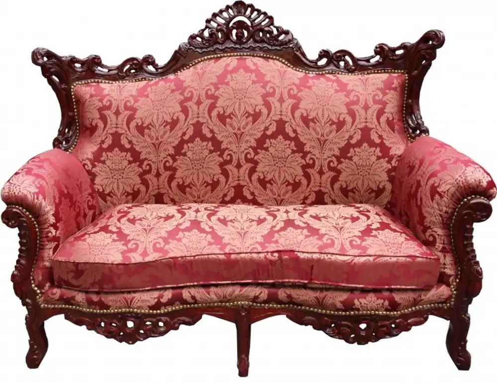Echt Casa Padrino Barock 2er Sofa Master Bordeaux Muster / Braunrot - Wohnzimmer Couch Möbel Lounge