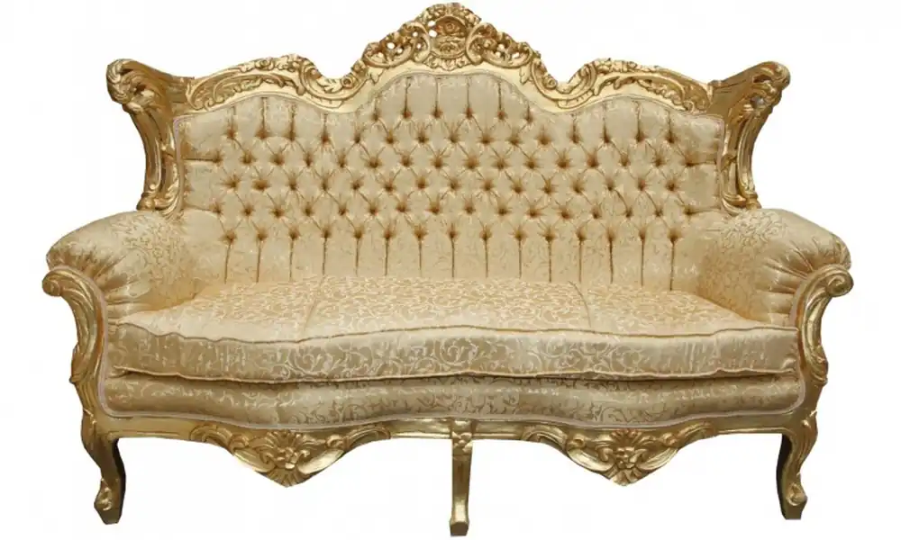 Neu Im Sortiment Casa Padrino Barock 2er Sofa Master Gold Muster / Gold 2Mod- Wohnzimmer Couch Möbel Lounge