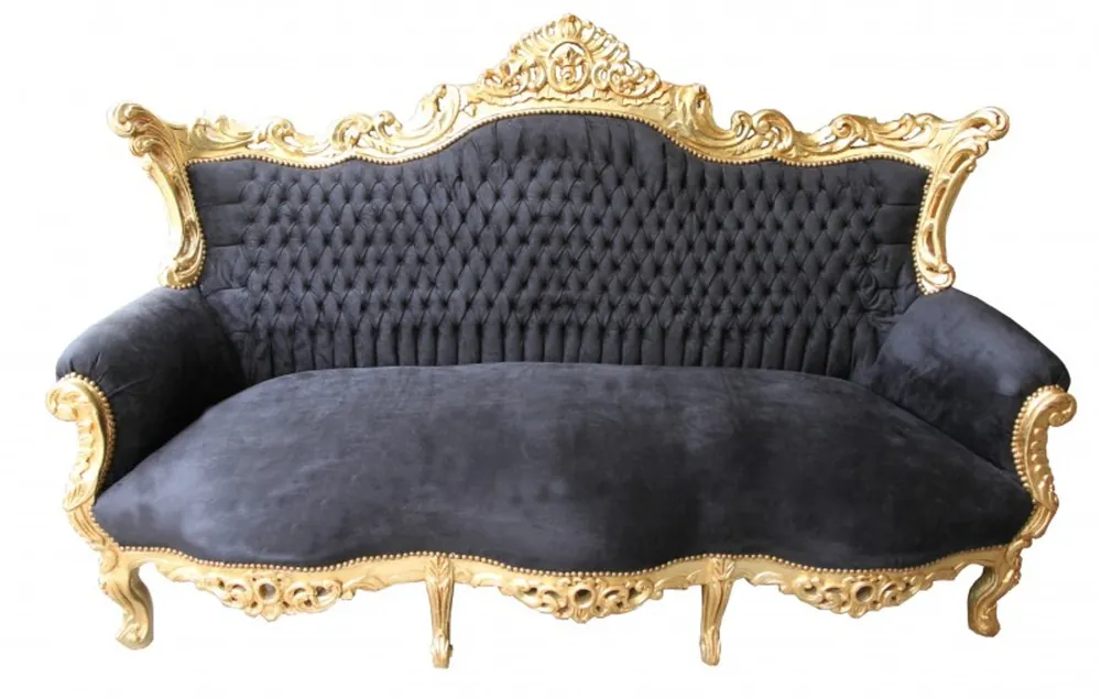 Casa Padrino Barock Sofa Master Schwarz/Gold Geld-Zurück-Garantie