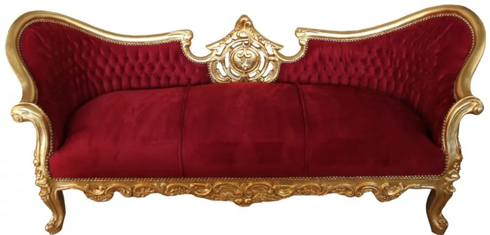 Exklusiv Barock Sofa Vampire Bordeaux/Gold- Limited Edition - Lounge Couch