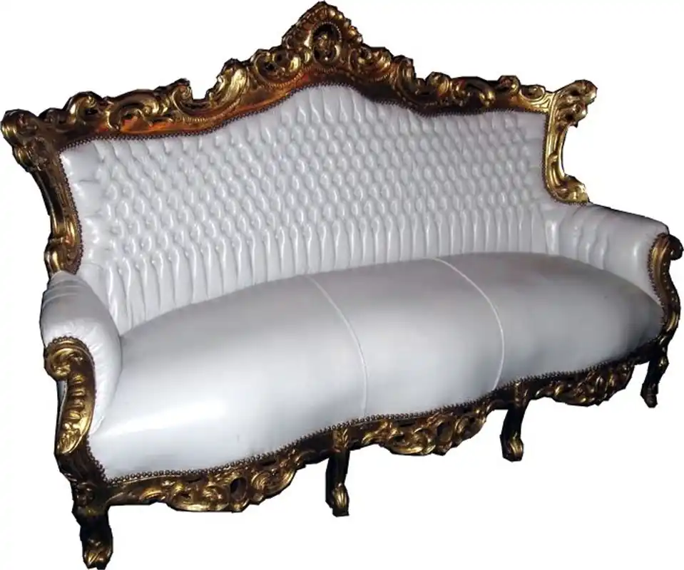 Casa Padrino Barock Sofa Master Weiß / Gold Kostenloser Versand