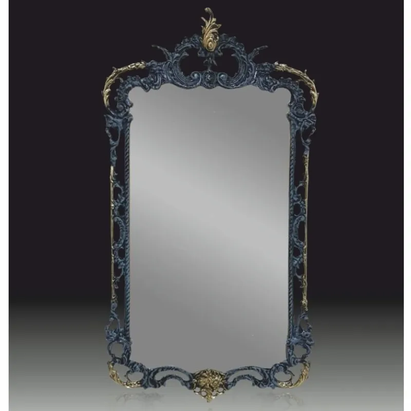 Saisonangebot Casa Padrino Luxus Barock Bronze Spiegel Blau / Gold H. 83 cm - Barock Möbel