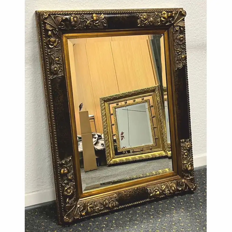 Casa Padrino Barock Spiegel Schwarz / Antik Gold H. 94 cm - Barockstil Möbel Garantierte Lieferung