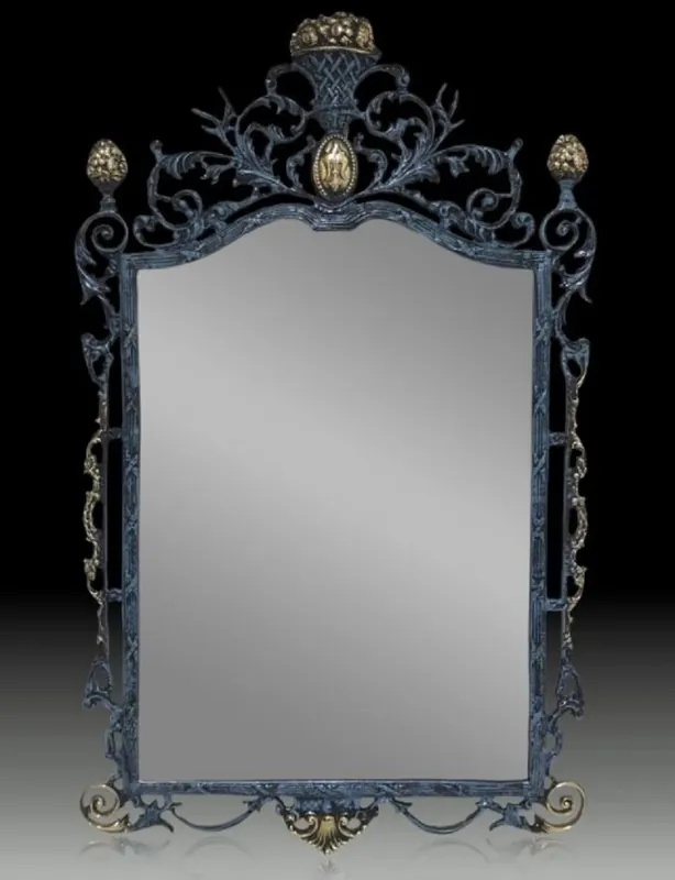 Aktuell Casa Padrino Luxus Barock Bronze Spiegel Blau / Gold H. 95 cm - Barock Möbel