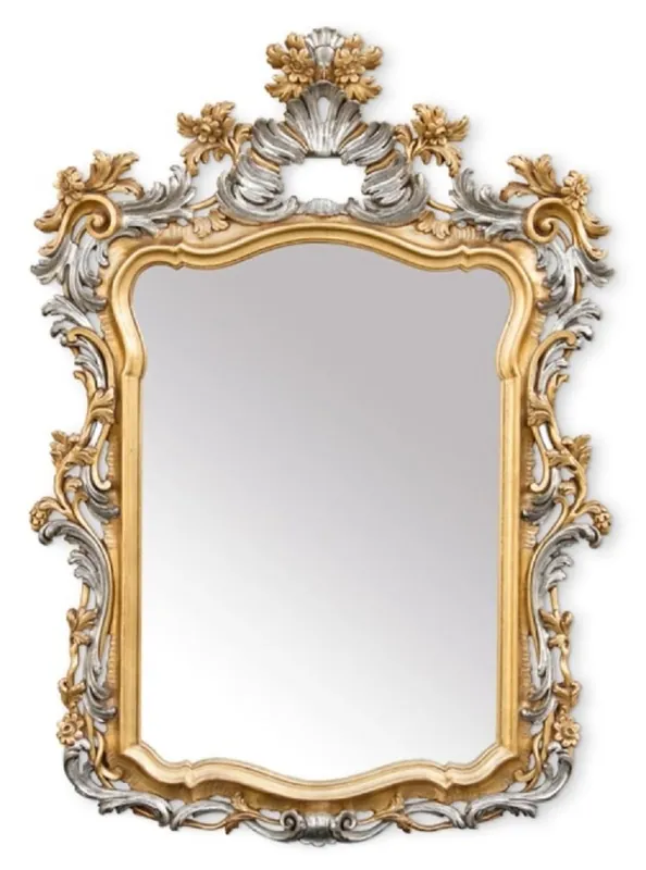 Kostenloser Versand Casa Padrino Luxus Barock Spiegel Gold / Silber - Handgefertigter italienischer Barockstil Wandspiegel - Luxus Möbel im Barockstil - Barock Möbel - Luxus Qualität - Made in Italy