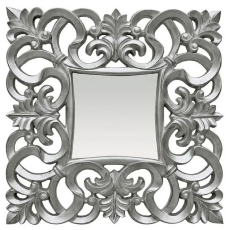 Casa Padrino Barock Spiegel Silber 76 x H. 76 cm - Quadratischer Wandspiegel im Barockstil - Prunkvoller Antik Stil Garderoben Spiegel - Barock Interior - Barock Möbel Mengenrabatt